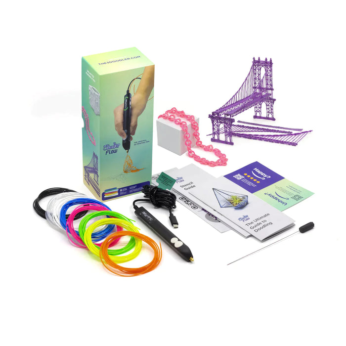 3Doodler Flow Essentials 3D Printing Pen Set - 15 Pens Classroom Sets + 15 Filament Packs - (Ages 14+)