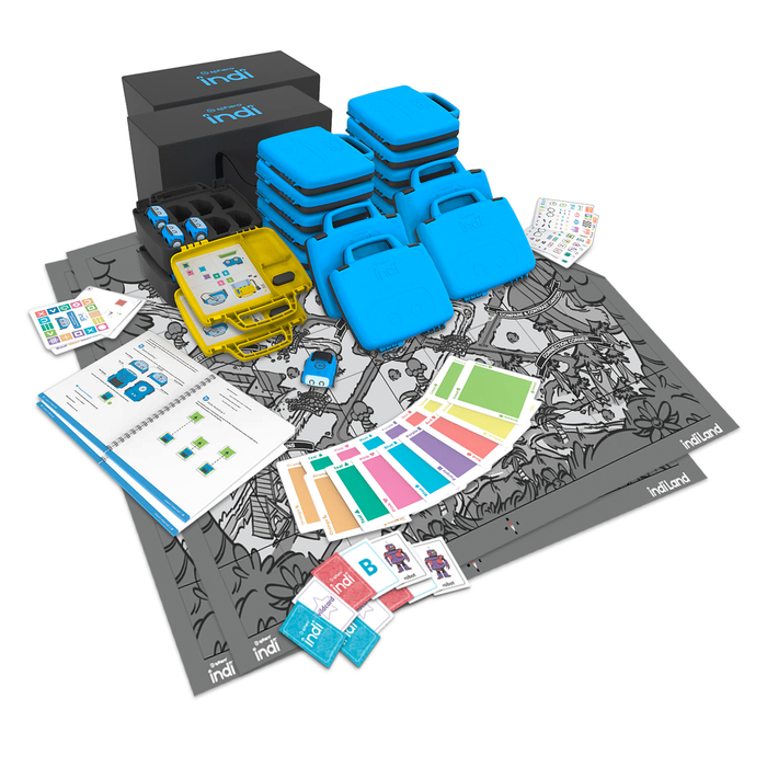 indi Class Pack with 2x Code Mat & Literacy Cards (16 indi robots: 32 students)