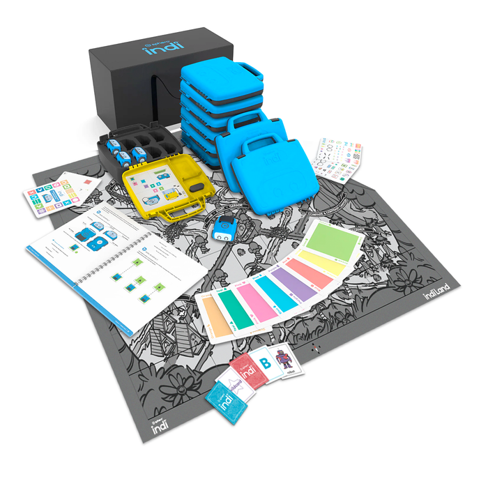 indi Class Pack with Code Mat & Literacy Cards (8 indi robots: 16 students)