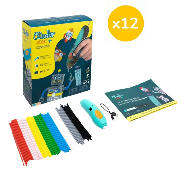 3Doodler Start+ Essential Pen Set - Classroom Bundle (12 Sets) (Ages 6 -13)