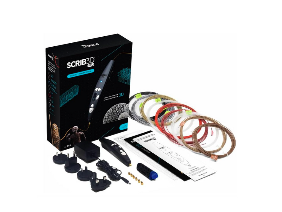 SCRIB3D PRO 3D Printing Pen Set, Design and Prototyping Tool for Creative Professionals, Includes Speciality Plastic Materials, Interchangeable Nozzle Set and DoodlePad