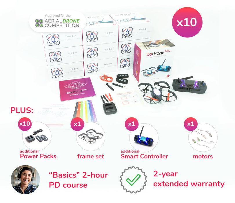 CoDrone EDU Small Classroom Package (10 drones, extras, PD)