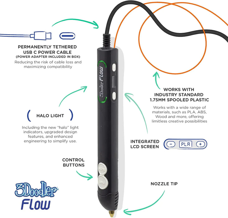 3Doodler Flow Essentials 3D Printing Pen Set (Single Unit)