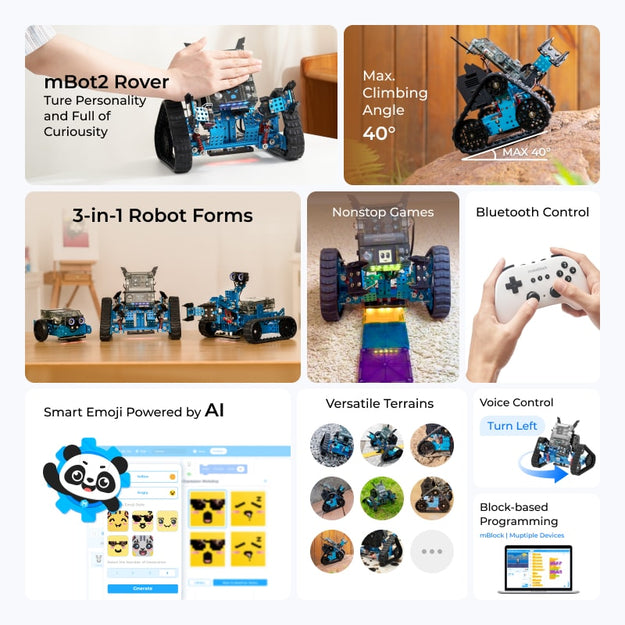 Makeblock mBot2 Rover Robotics Kit - Interactive Emo Robot for Coding Learning and Outdoor Play