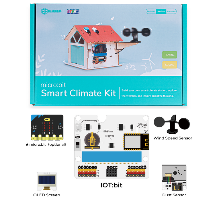 NEW! Smart Climate Kit, (designed based on micro:bit V2 and IOT:bit expansion board) - ElecFreaks